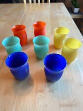 Used, Set of 8 Mixed Colors Hazel-Atlas Fine Ribbed Platonite  9 oz. Tumbler glass  4" for sale  Shipping to South Africa