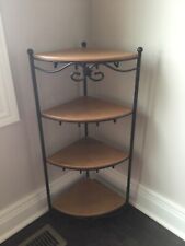 LONGABERGER WROUGHT IRON CORNER SHELF~4 WOODEN SHELVES~~CORNER IRON STAND NICE for sale  Shipping to South Africa