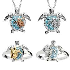 Anillo Oro Tortuga Marina Cristal Piedra Collar Collar Fiesta Joyería Set Anillos de Regalo segunda mano  Embacar hacia Argentina