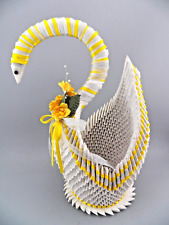 Cesta artesanal 3D Origami Plegada Papel Blanco Cisne Ganso Pájaro Grande 15" de Alto segunda mano  Embacar hacia Argentina