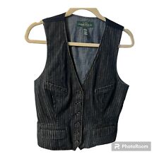 Used, Lauren Ralph Lauren Pinstripe Denim Vest Womens Sz L Steampunk Hipster Retro for sale  Shipping to South Africa