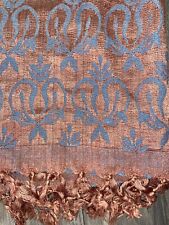 Usado, Antigua funda de cama con flecos tejida a mano bronce de seda bronce y azul damasco 84x102 segunda mano  Embacar hacia Argentina