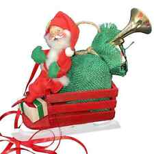 Used, VTG ANNALEE Mobilitee Santa Wood Sleigh With Gifts, Bag, French Horn 1980 HTF for sale  Shipping to South Africa