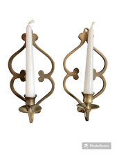 Used, Vintage Solid Brass Wall Mount Cottage Candlestick Candle Holder Sconces Pair for sale  Shipping to South Africa