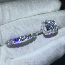 Juego de anillos de novia Halo 3,75 quilates diamante sólido plata..., usado segunda mano  Embacar hacia Argentina