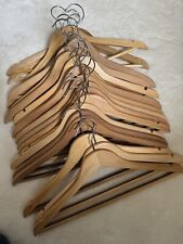 20 x WOODEN COAT HANGERS SUIT GARMENTS CLOTHES WOOD HANGER TROUSER BAR SET for sale  Shipping to South Africa