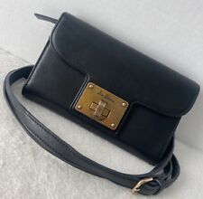 Bolso bandolera billetera Sam Edelman de cuero negro herrajes dorados vintage segunda mano  Embacar hacia Argentina