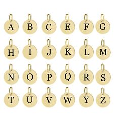 10K / 14k Gold Pendant Initial Disc Round Monogram Coin Charm Letter A-Z 6mm, used for sale  Shipping to South Africa