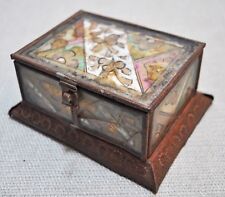 Caixa de joias original antiga antiga feita à mão pintada de ferro gravado comprar usado  Enviando para Brazil
