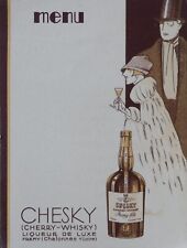 MENU CHESKY Cherry Whisky FREMY Chalonnes sur Loire Restaurant card Art Déco 2 segunda mano  Embacar hacia Argentina