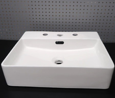 Aquaterior 20" Rectangle Porcelain Ceramic Bathroom Sink Wall Mounted Basin, used for sale  Shipping to South Africa