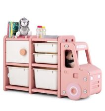 Kids Toy Storage Organizer Truck-shaped Toddler Storage Cabinet 2 Plastic  Bins, used for sale  Shipping to South Africa