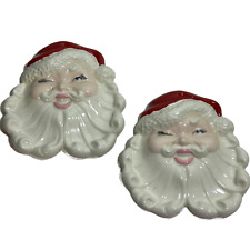 Vintage Winking Santa Wall Hangings Set of 2 Ceramic Christmas Holiday Decor ** for sale  Shipping to South Africa