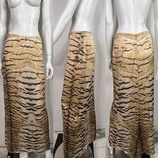 Used, VTG ROBERTO CAVALLI LIGHT BROWN TIGER PRINT SILK SKIRT XS for sale  Shipping to South Africa