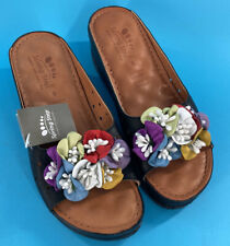 Sandálias anabela multicoloridas de couro preto Spring Steps “Flower Child” NOVO, EUA 9 comprar usado  Enviando para Brazil