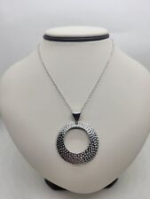 Stunning ATI Sterling Silver 925 Large  Round Hammered Cut-Out  Necklace 18½" for sale  Shipping to South Africa