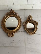 2 VTG Gilded Gilt Wood Wall Hanging Mirror Made In ITALY Florentine Velvet READ for sale  Shipping to South Africa