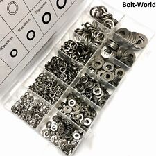 790 x STAINLESS STEEL ASSORTED FLAT WASHERS SPRING WASHERS FOR METRIC BOLTS for sale  TILBURY