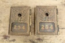 PAIR of ANTIQUE Brass Post Office Mail Box Door Postal BANK EAGLE for sale  Shipping to Canada
