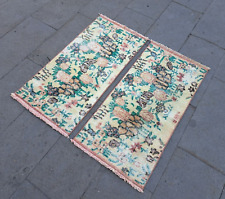 Alfombra de lana hecha a mano, alfombra vintage, alfombra felpudo, alfombra doble antigua, 1,5 x 3,1 pies segunda mano  Embacar hacia Argentina