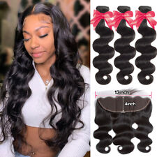 Wave Human Hair Bundles With Frontal Closure 13x4 To Ear Lace Frontal Closure for sale  Shipping to South Africa