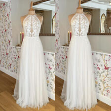 Used, Halter Wedding Dresses A Line White Ivory Lace Appliques Beach Beho Bridal Gowns for sale  Shipping to South Africa
