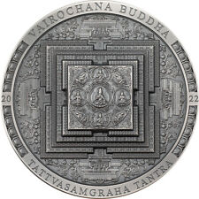 Mongolia 2022 2000 Togrog Vairochana Budda (Mandala) Antyczna srebrna moneta 3 uncje na sprzedaż  PL