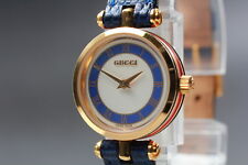 [Perto de ESTADO PERFEITO] Relógio Feminino Gucci 2000L Clássico Azul Original Pulseira de Lagarto Japão, usado comprar usado  Enviando para Brazil