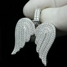 Colgante de alas de ángel de diamante simulado de corte redondo de 2,30 quilates acabado oro blanco de 14 K segunda mano  Embacar hacia Argentina