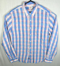 Camisa masculina de bolso Faherty 100% linho rosa azul xadrez manga longa tamanho XL comprar usado  Enviando para Brazil
