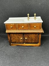 Vintage Dollhouse furniture Dark Wood kitchen/Vanity sink cabinet miniature for sale  Shipping to South Africa