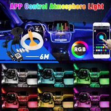 6M Coche Atmósfera Ambiental Luz RGB LED Tira Interior Lámpara Recorte APLICACIÓN Control segunda mano  Embacar hacia Mexico