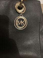 Bolsa de mão Michael Kors Saffiano preta média alças duplas jacquard interior MK, usado comprar usado  Enviando para Brazil