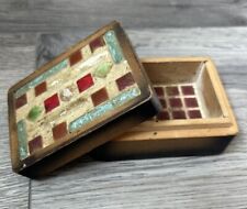Caixa de bugigangas de madeira vintage mosaico azulejo na tampa e interior feito no Japão 3,5x3x2 comprar usado  Enviando para Brazil