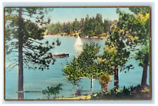 1936 Scene of Boat, Lake Arrowhead California CA Vintage Posted Postcard for sale  Shipping to South Africa