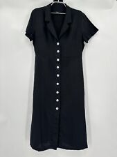 Vestido feminino Quince preto linho botão frontal tamanho P midi linha A manga curta ** comprar usado  Enviando para Brazil