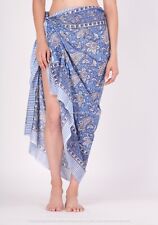 Mujer india Algodón Pareo Estampado en Bloque Sarong Bufanda Cuello Cabeza Bikini Cubierta, usado segunda mano  Embacar hacia Mexico