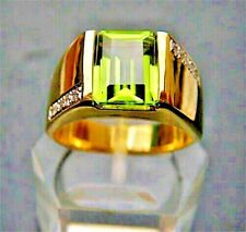 Emerald Cut Simulated Green Peridot Classy Men's Ring in 14K Yellow Gold Plated for sale  Shipping to South Africa