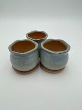 Juego de 3 macetas de cerámica con artículo base de madera #A090 segunda mano  Embacar hacia Argentina