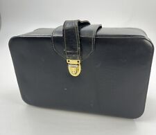 Mens Black Cowhide Leather Grooming Travel Vanity Storage Case Box Vintage for sale  Shipping to South Africa