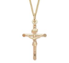 9ct Yellow Gold CRUCIFIX Cross Pendant / Necklace + 18 inch Chain, used for sale  Shipping to South Africa