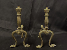 Vintage Heavy Solid Brass Fire Dog Ends / Andirons for sale  Shipping to South Africa