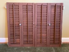 Vtg Wood Folding Louver Rustic Wooden Interior Window Shutters - 31" x 25", used for sale  Shipping to South Africa