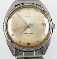 Vintage JENNY Mens Wristwatch CARRIBBEAN 100 Date SWISS Not Running STAINLESS for sale  Shipping to South Africa