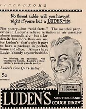 Luden's Menthol Candy Cough Drops No Throat Tickle Vintage Print Ad WW1 Era for sale  Shipping to South Africa