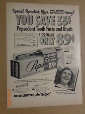 Anuncio impreso vintage -1951 para pasta de dientes pepsodent y desodorante de aguamarina segunda mano  Embacar hacia Mexico