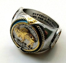 Buffalo Gold Silver Ring Coin Indian Retro Old USA 1937 U C Vintage Americana US for sale  SALFORD