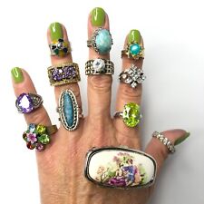 Lote de anéis de bijuterias vintage 12 peças para artesanato de desgaste de revenda de primavera comprar usado  Enviando para Brazil