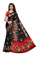 Used, Women's Kalamkari Printed Art Silk Blend Saree With Unstitch Blouse Piece, Black for sale  Shipping to South Africa