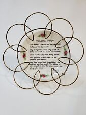 THE Lords Prayer 4" Plate With Gold Tone Metal Ring Style Wire Frame Hang or Sit, used for sale  Franklin